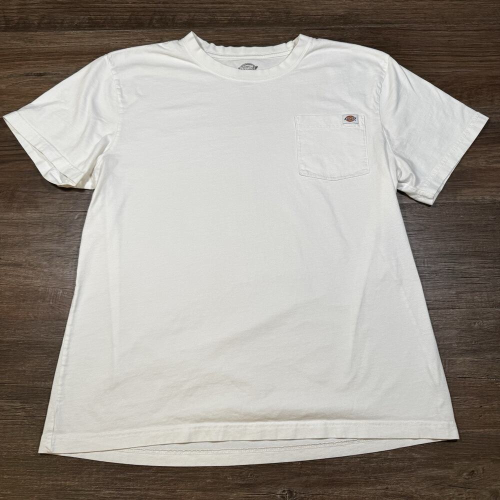 Dickies Pocket T Shirt Mens XL White Short Sleeve Workwear Tee 100% Cotton